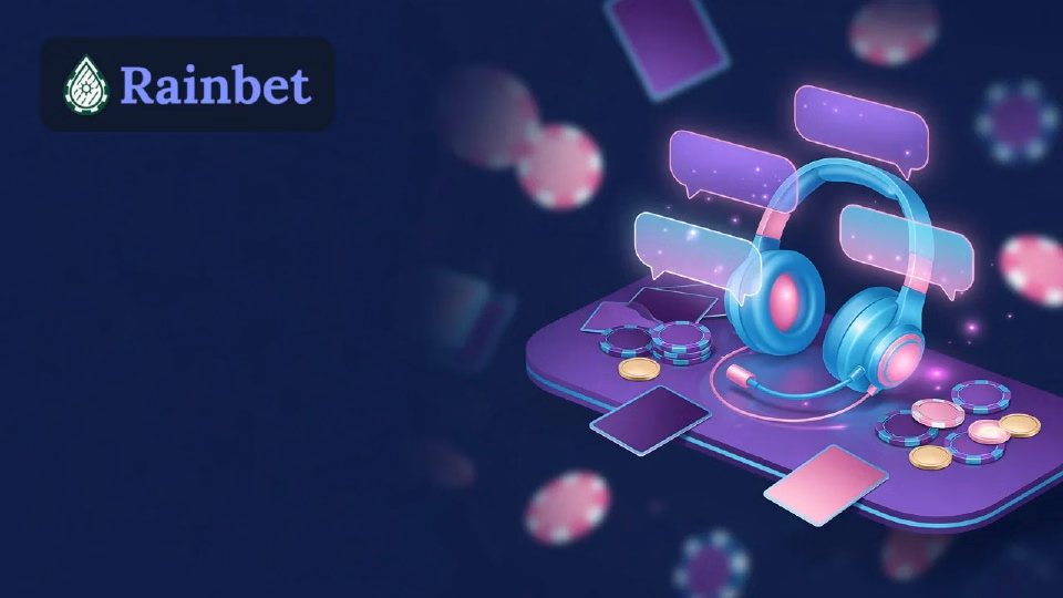 Headset, chat bubbles and a crypto coin on a support desk