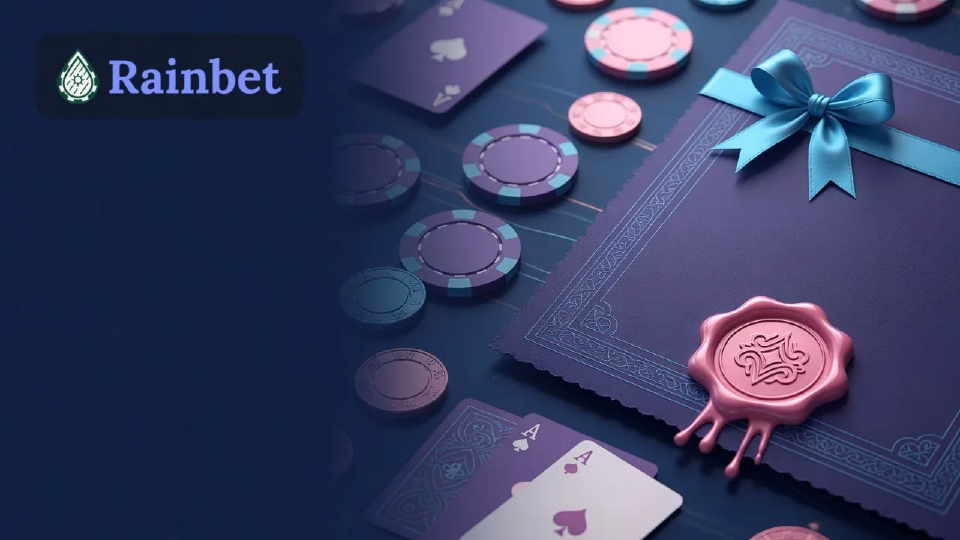 Certificate with a seal beside a laptop showing a crypto casino lobby